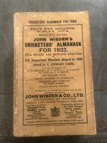 1933 wisden paperback with - wisden,