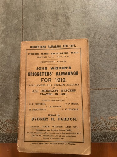 1912 wisden paperback - paperback, with