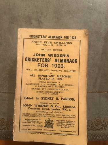 1923 wisden paperback - wisden, with